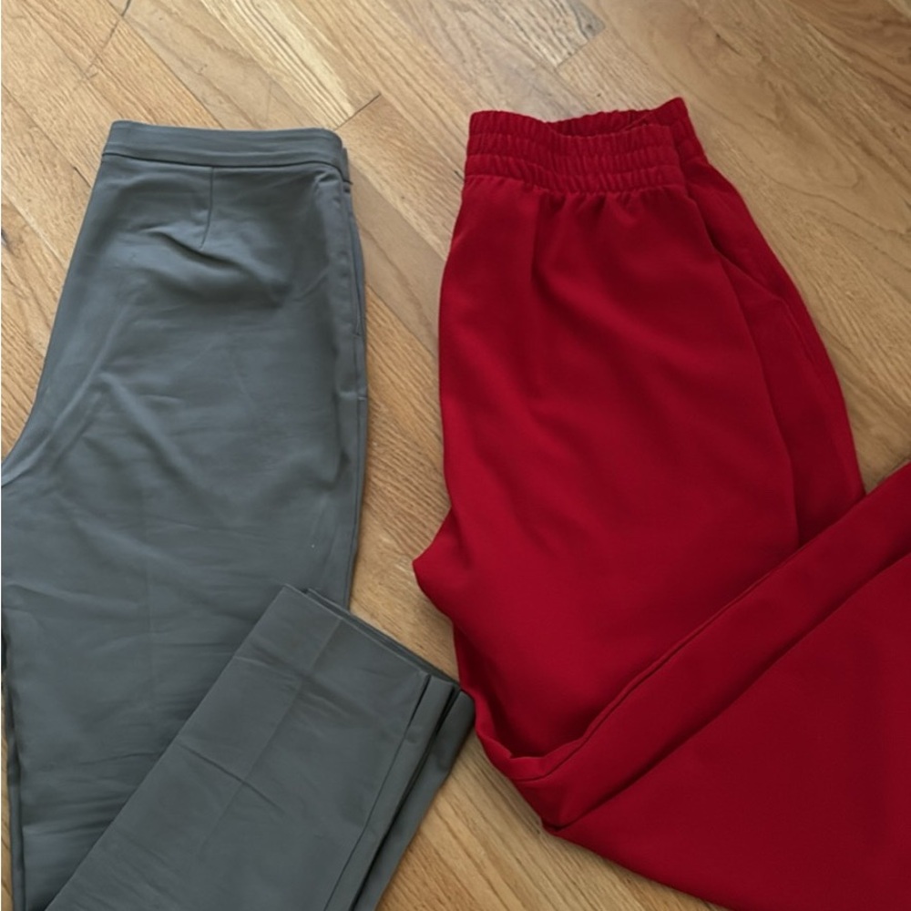 Stylish Red and Gray Women's Pants Set